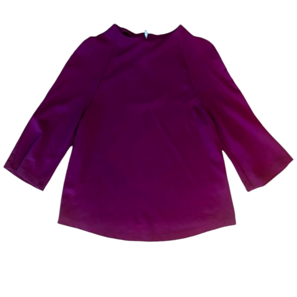 W5 by Anthropologie Plum Purple 3/4 Sleeve Blouse with Zipper on Back Minimalist